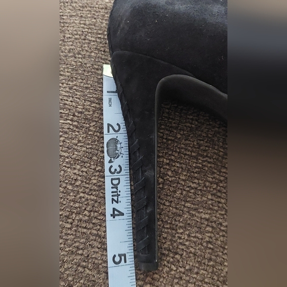 Antonio Melani Luna Black Suede Leather Peep Toe Stiletto Platform Heels Sz 9.5M - Picture 10 of 12